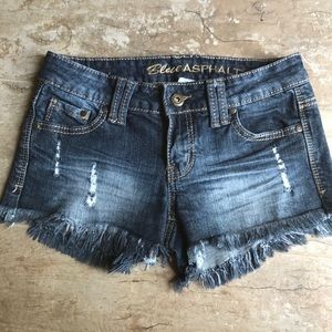 Distressed frayed edge shorts